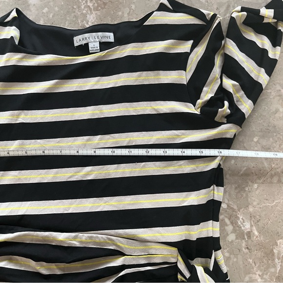Larry Levine dress 3/4 sleeve striped black and cream size small - Picture 6 of 10